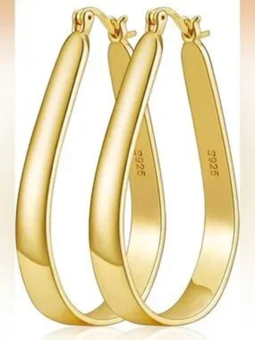 Anthropologie Gold Tone Curved Teardrop Hoop Earrings